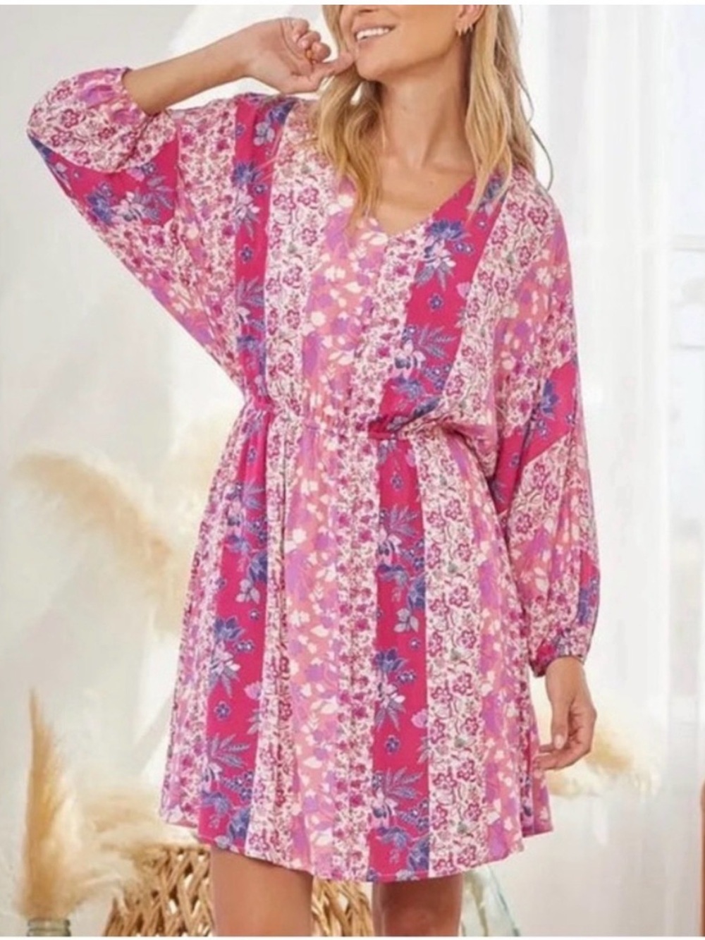 ANDREE BY UNIT Pink Floral Dress Size Small